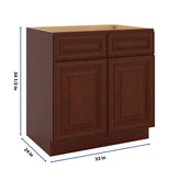 J&K Mahogany J5 Double Door Standard Base Cabinet - 33" W