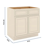 J&K Pearl Glazed H9 Double Door Standard Base Cabinet - 33" W
