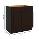 J&K Espresso K8 Double Door Standard Base Cabinet - 33" W