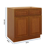 J&K Mocha Glazed K10 Double Door Standard Base Cabinet - 33" W