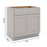 CNC Luxor Misty Grey 33" W 2 Drawer Double Door Base Cabinet