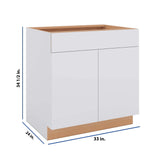 Modernform Cabinet Matte White 33" W X 34 1/2" H X 24" D Double Door Base Cabinet
