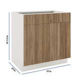 Modernform Cabinet Walnut 33" W X 34 1/2" H X 24" D Double Door Base Cabinet