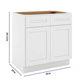 CNC Luxor 5-Piece White 33" W 2 Drawer Double Door Base Cabinet