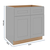 J&K Castle Grey S5 Double Door Standard Base Cabinet - 33" W