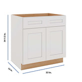 Modernform Cabinet White Shaker 33" W X 34 1/2" H X 24" D Double Door Base Cabinet