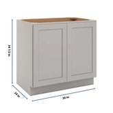 CNC Luxor Misty Grey 36" W Full Height Double Door Base Cabinet W/ 1 Pullout Shelf