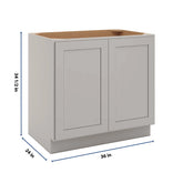 CNC Luxor Misty Grey 36" W Full Height Double Door Base Cabinet W/ 2 Pullout Shelf