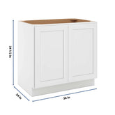 CNC Luxor 5-Piece White 36" W Full Height Double Door Base Cabinet W/ 2 Pullout Shelf