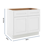 CNC Luxor 5-Piece White 36" W X 32 1/2" H Double Door 2 Drawer Base Cabinet