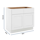 CNC Luxor White 36" W X 32 1/2" H Double Door 2 Drawer Base Cabinet