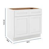 CNC Luxor 5-Piece White 36" W 2 Drawer Double Door Base Cabinet W/ 1 Pullout Shelf
