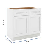 CNC Luxor 5-Piece White 36" W 2 Drawer Double Door Base Cabinet W/ 2 Pullout Shelf