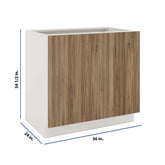 Modernform Cabinet Walnut 36" W X 34 1/2" H X 24" D Full Height Double Door Base Cabinet