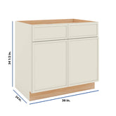 Modernform Cabinet Slim Dove White 36" W X 34 1/2" H X 24" D Double Door Base Cabinet