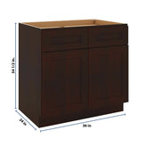 J&K Java Coffee S1 Double Door Standard Base Cabinet - 36" W