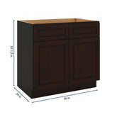 J&K Espresso K8 Double Door Standard Base Cabinet - 36" W
