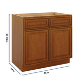 J&K Mocha Glazed K10 Double Door Standard Base Cabinet - 36" W