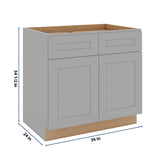 J&K Castle Grey S5 Double Door Standard Base Cabinet - 36" W