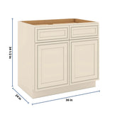J&K Pearl Glazed H9 Double Door Standard Base Cabinet - 36" W