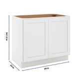 CNC Luxor 5-Piece White 39" W Full Height Double Door Base Cabinet W/ 2 Pullout Shelf