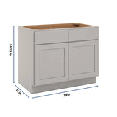 CNC Luxor Misty Grey 39" W X 32 1/2" H Double Door 2 Drawer Base Cabinet