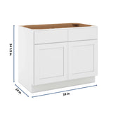 CNC Luxor White 39" W X 32 1/2" H Double Door 2 Drawer Base Cabinet