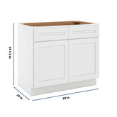 CNC Luxor 5-Piece White 39" W 2 Drawer Double Door Base Cabinet W/ 1 Pullout Shelf