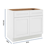 CNC Luxor 5-Piece White 39" W 2 Drawer Double Door Base Cabinet W/ 2 Pullout Shelf