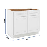 CNC Luxor 5-Piece White 39" W 2 Drawer Double Door Base Cabinet