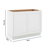 CNC Luxor 5-Piece White 42" W Full Height Double Door Base Cabinet W/ 1 Pullout Shelf