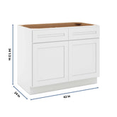 CNC Luxor 5-Piece White 42" W 2 Drawer Double Door Base Cabinet W/ 1 Pullout Shelf