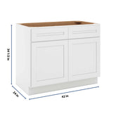 CNC Luxor 5-Piece White 42" W 2 Drawer Double Door Base Cabinet W/ 2 Pullout Shelf
