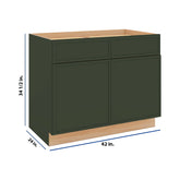 Modernform Cabinet Slim Sage Green 42" W X 34 1/2" H X 24" D Double Door Base Cabinet