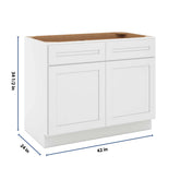 CNC Luxor 5-Piece White 42" W 2 Drawer Double Door Base Cabinet