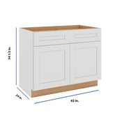 Modernform Cabinet White Shaker 42" W X 34 1/2" H X 24" D Double Door Base Cabinet