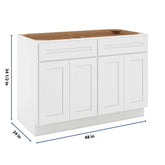 CNC Luxor 5-Piece White 48" W 2 Drawer Four Door Base Cabinet