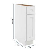 CNC Luxor 5-Piece White 09" W Single Door Base Cabinet