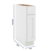 CNC Luxor White 09" W Single Door Base Cabinet