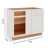 Modernform Cabinet White Shaker 42" W X 34 1/2" H X 24" D Blind Base Cabinet