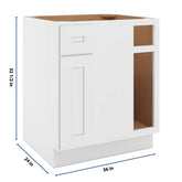CNC Luxor 5-Piece White 36 To 39" W X 32 1/2" H Blind Base Cabinet