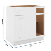 CNC Luxor 5-Piece White 39 To 42" W X 34 1/2" H Blind Base Cabinet