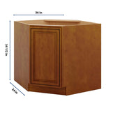 J&K Mocha Glazed K10 Base Corner Diagonal w/With Round Lazy-Susan Tray - 36"W