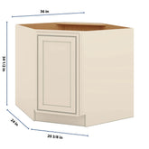J&K Pearl Glazed H9 Base Corner Diagonal w/With Round Lazy-Susan Tray - 36"W