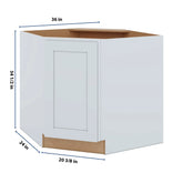 J&K White Shaker S8 Base Corner Diagonal w/With Round Lazy-Susan Tray - 36"W