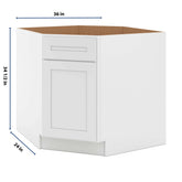 CNC Luxor 5-Piece White 36" W Diagonal Corner Sink Base Cabinet