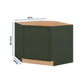 Modernform Cabinet Slim Sage Green 42" W X 34 1/2" H X 24" D Diagonal Corner Sink Base Cabinet