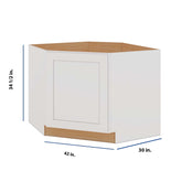 Modernform Cabinet White Shaker 42" W X 34 1/2" H X 24" D Diagonal Corner Sink Base Cabinet