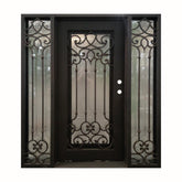 Carmen 5/9x6/8 Wrought Iron Prehung Front Door With Sidelites