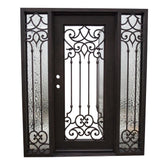 Carmen 5/9x6/8 Wrought Iron Prehung Front Door With Sidelites